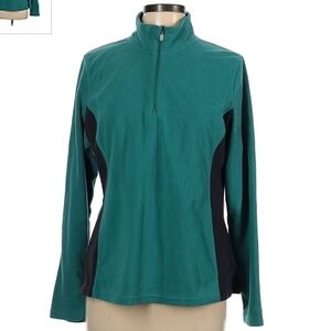 C9 Champion Teal Black 1/4 Zip Fleece Jacket Women's Large L Athletic Athleisure